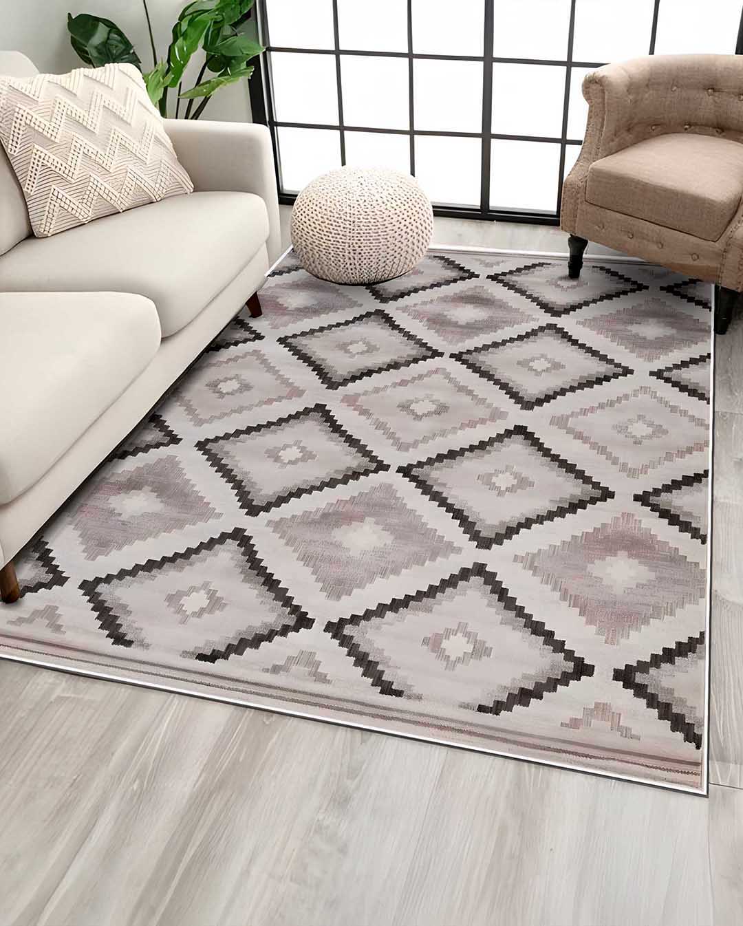 Clara modern beige an brown soft and shinny carpet