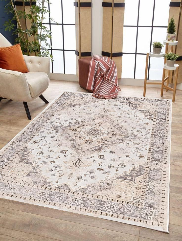 Logy vintage beige and brown soft and shinny carpet