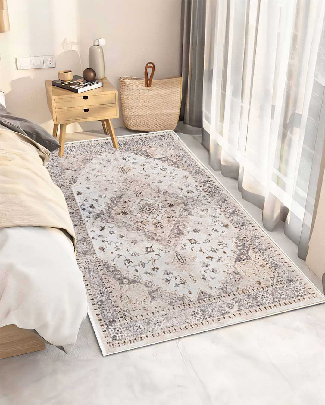 Logy vintage beige and brown soft and shinny carpet