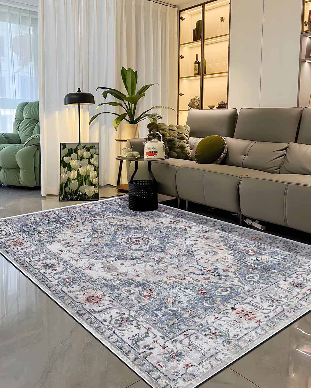 Walaa new vintage beige soft and shinny carpet