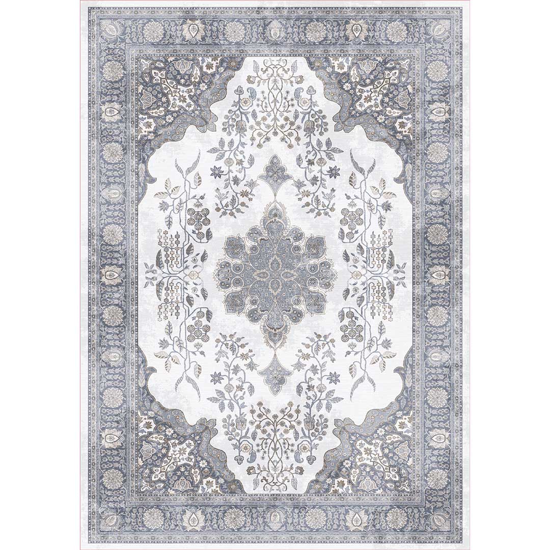 Blue Elegance – Classic Floral Pattern Rug