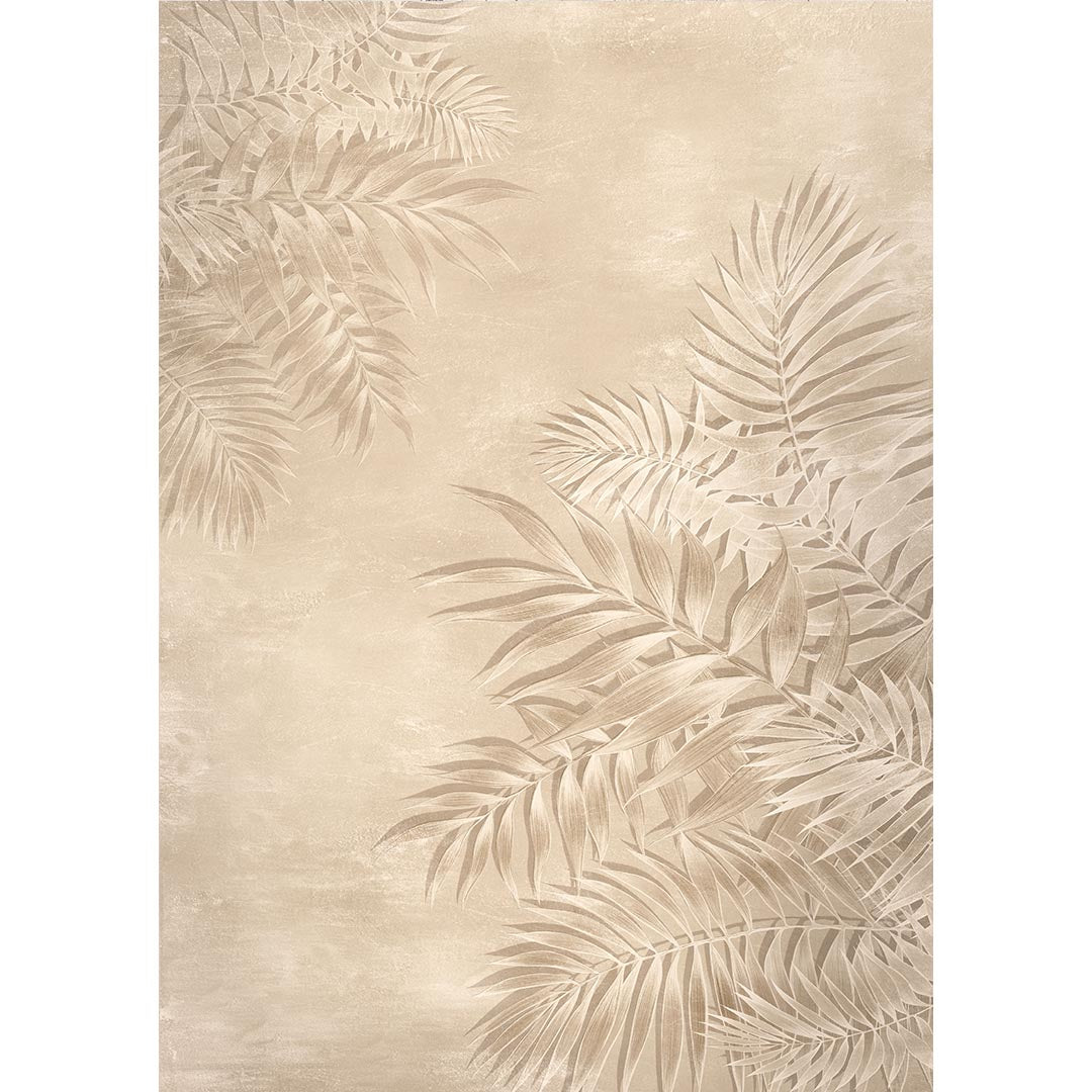 Sand Leaves – Minimalist Tropical Rug