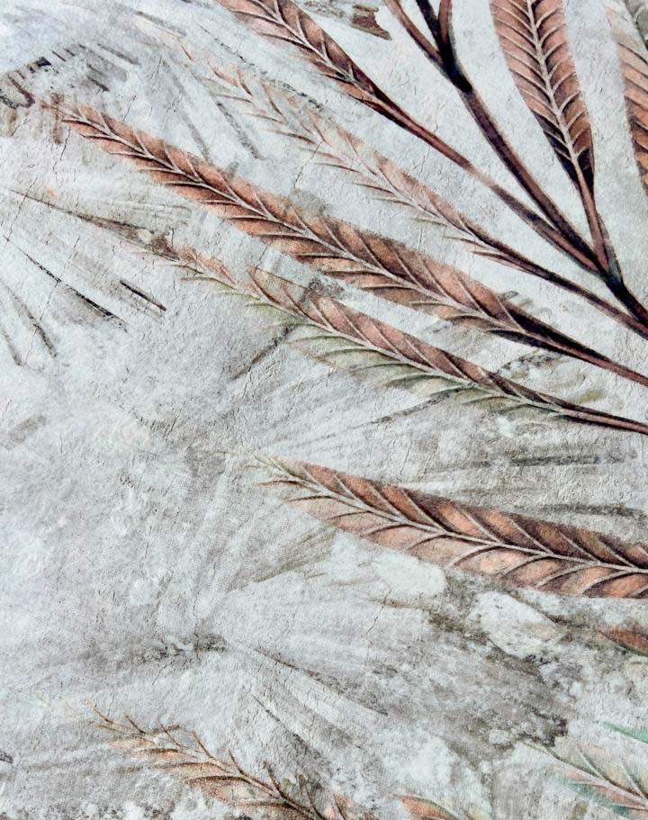Modern Tropical Leaf Rug – Beige & Pastel Tones