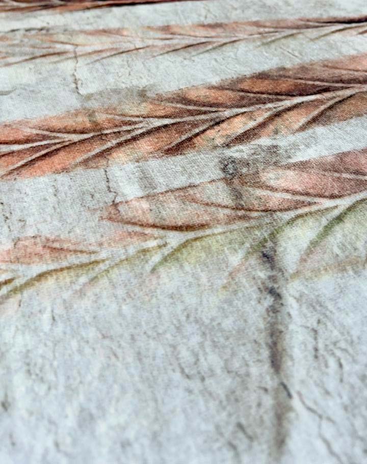 Modern Tropical Leaf Rug – Beige & Pastel Tones