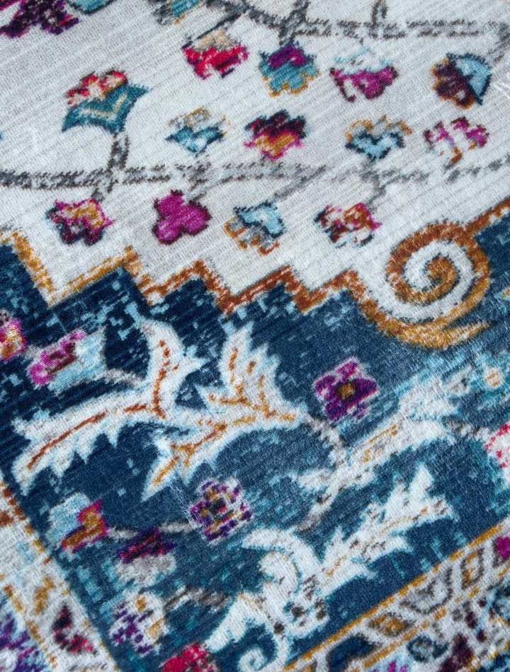 Persian-Style Floral Rug – Vibrant Colors on Cream Base