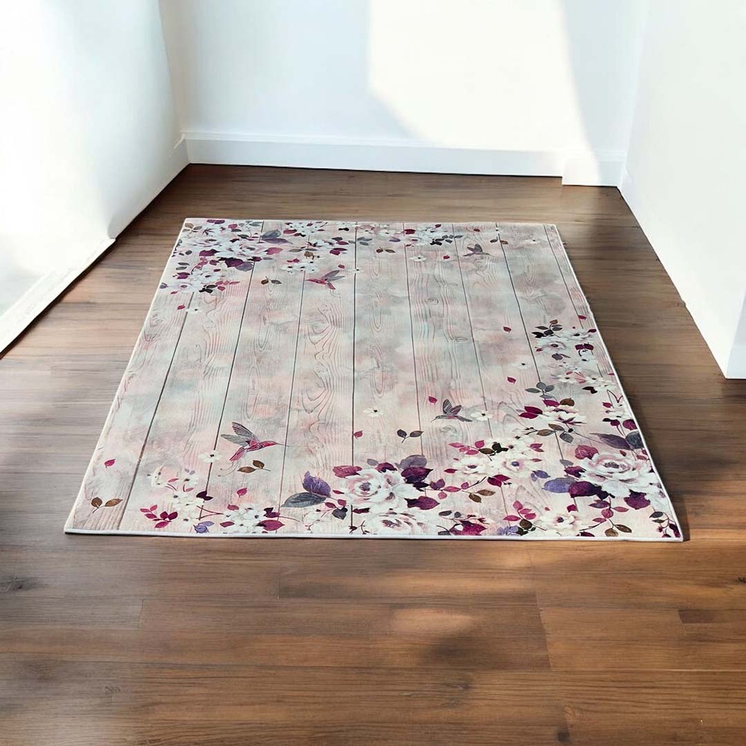 Spring Silence – Floral Hummingbird Rug