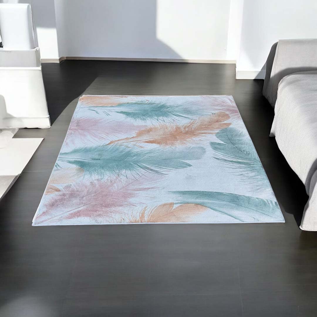 Ultra-Soft Feather Pattern Rug – In Pastel Shades