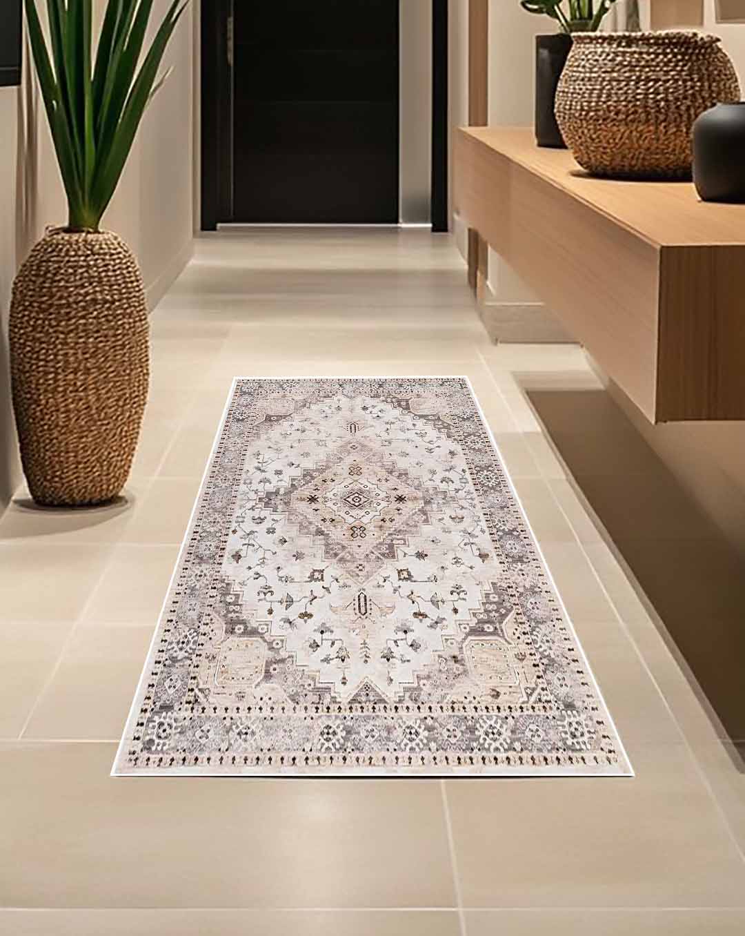 Logy vintage beige and brown soft and shinny carpet