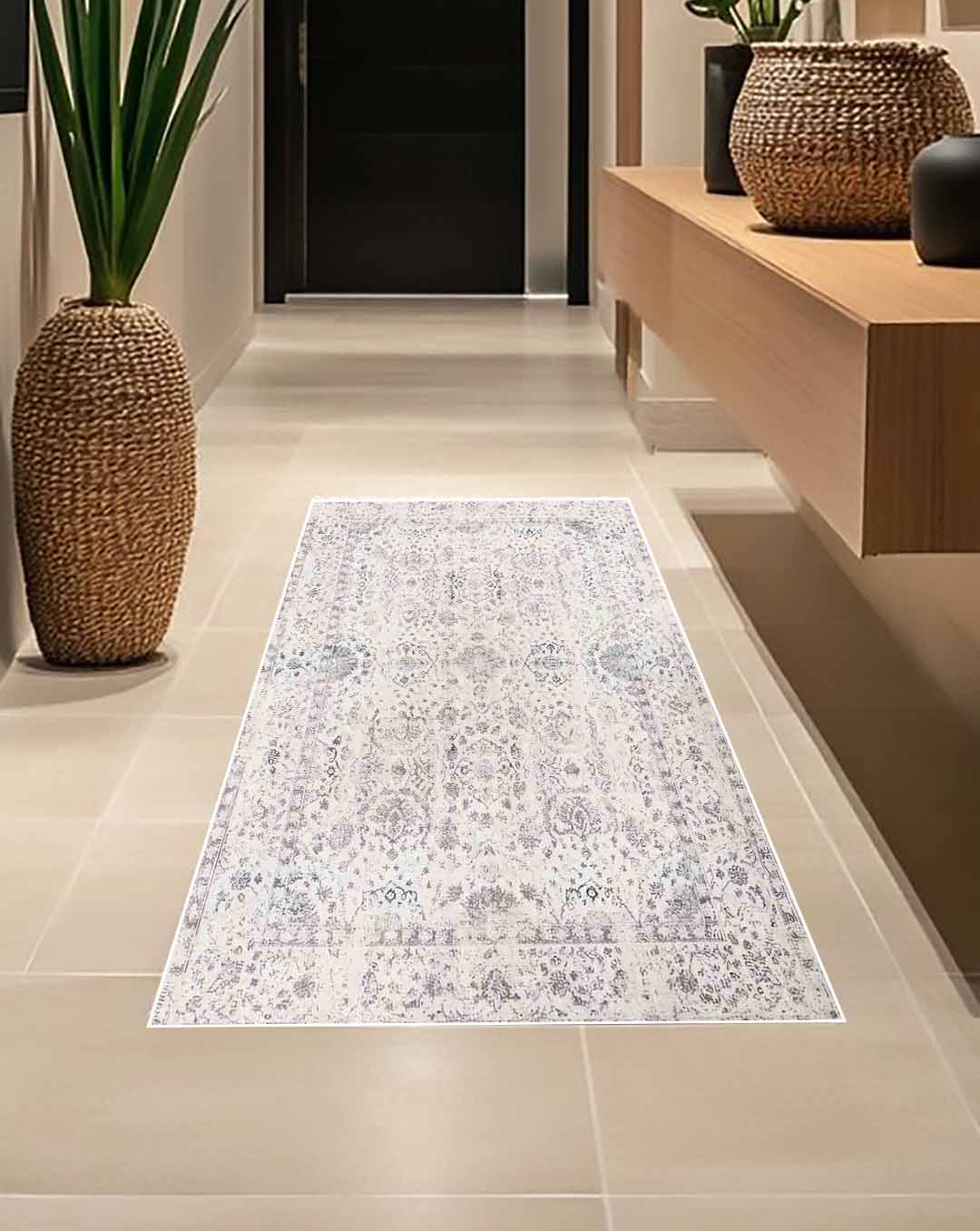 Linda simple white vintage soft and shinny carpet