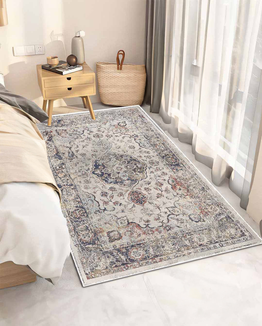 Fayza classic colorful floral soft and shinny carpet