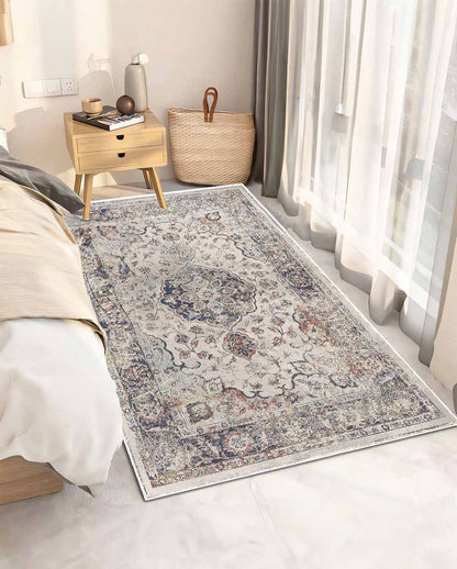 Fayza classic colorful floral soft and shinny carpet