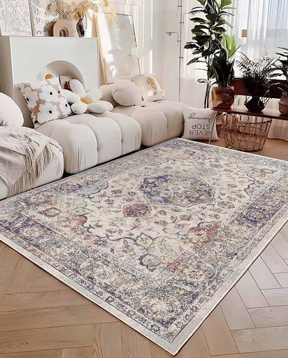 Fayza classic colorful floral soft and shinny carpet