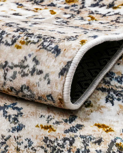 Queen vintage beige floral soft and shinny carpet