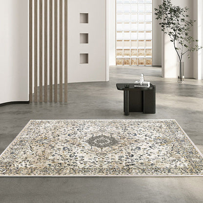 Queen vintage beige floral soft and shinny carpet
