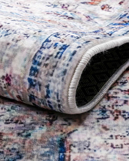 Sara floral white colorful soft and shinny carpet