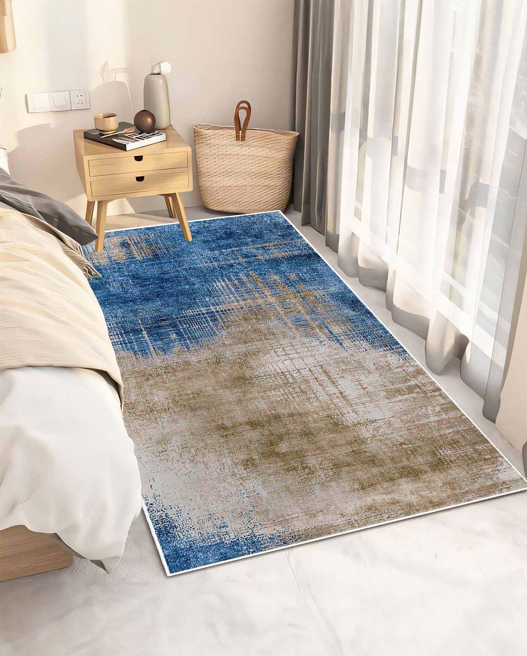 Rana fantastic blue and beige modern soft carpet