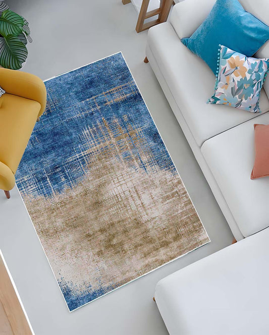 Rana fantastic blue and beige modern soft carpet