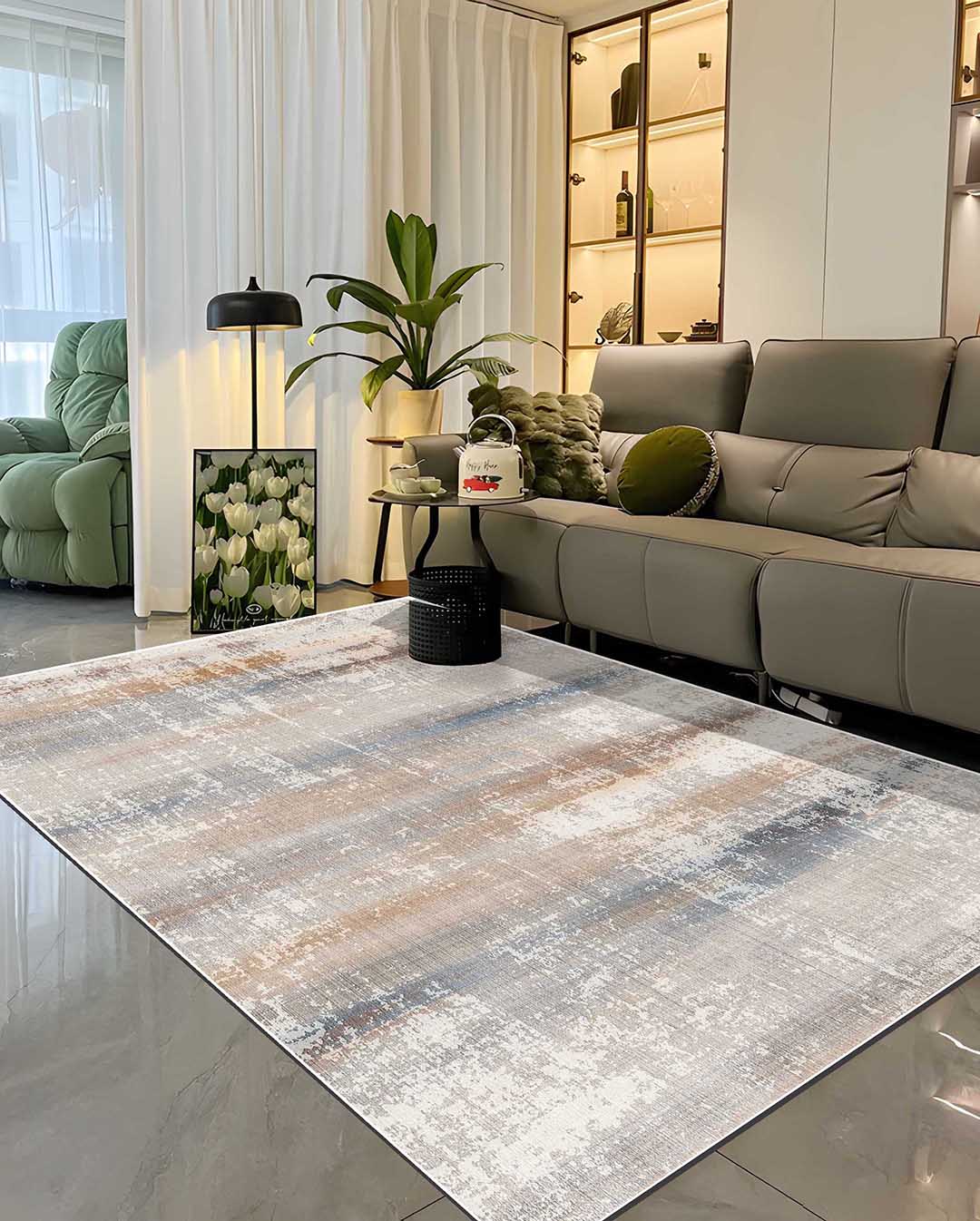 Salma modern colorful beige soft and shinny carpet