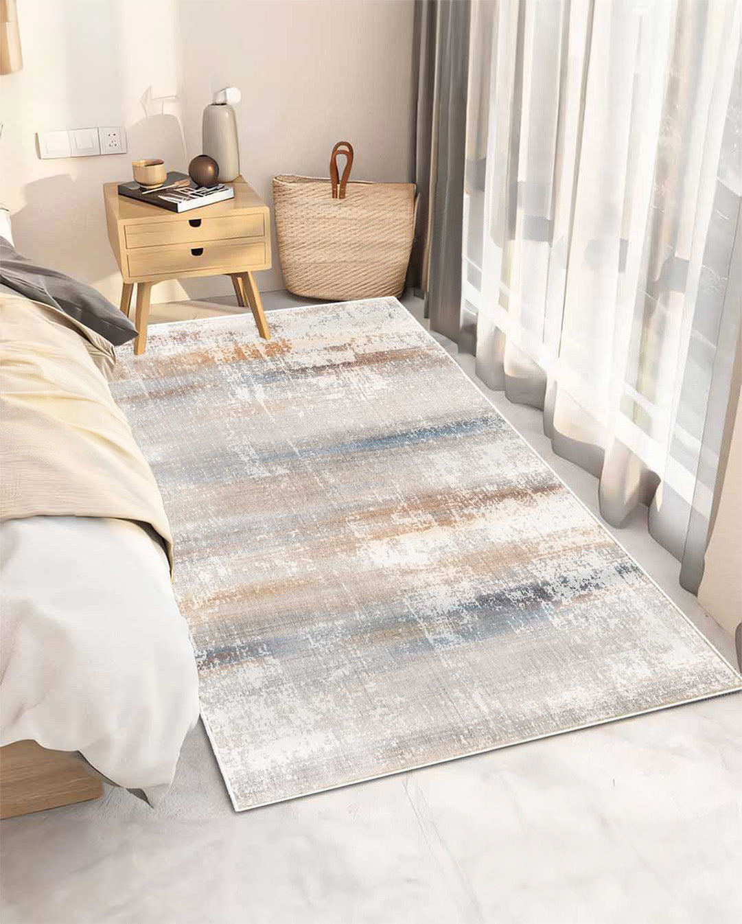 Salma modern colorful beige soft and shinny carpet