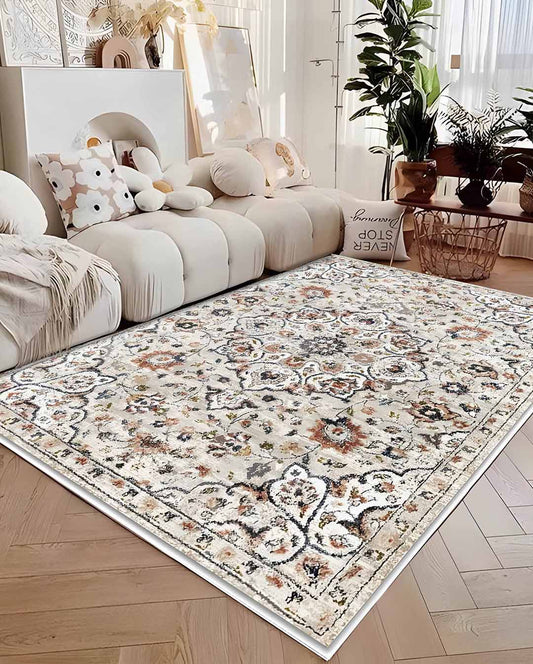 Huda vintage white beige soft carpet