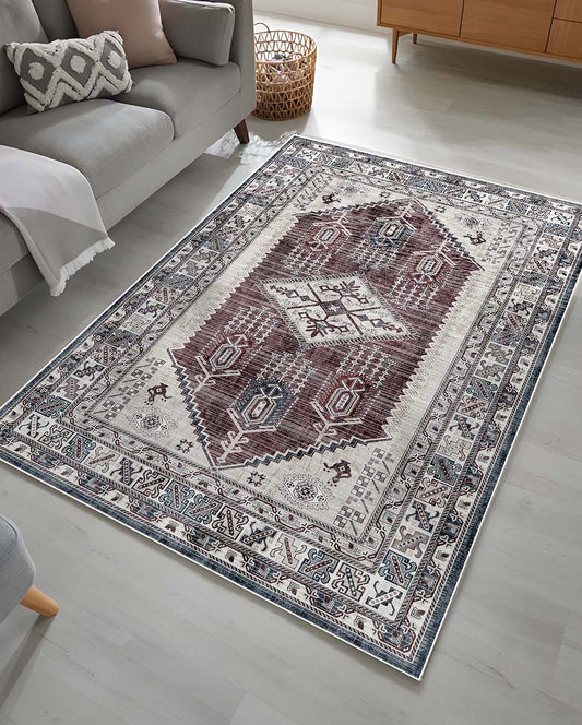 Dark red vintage persian soft and shinny carpet