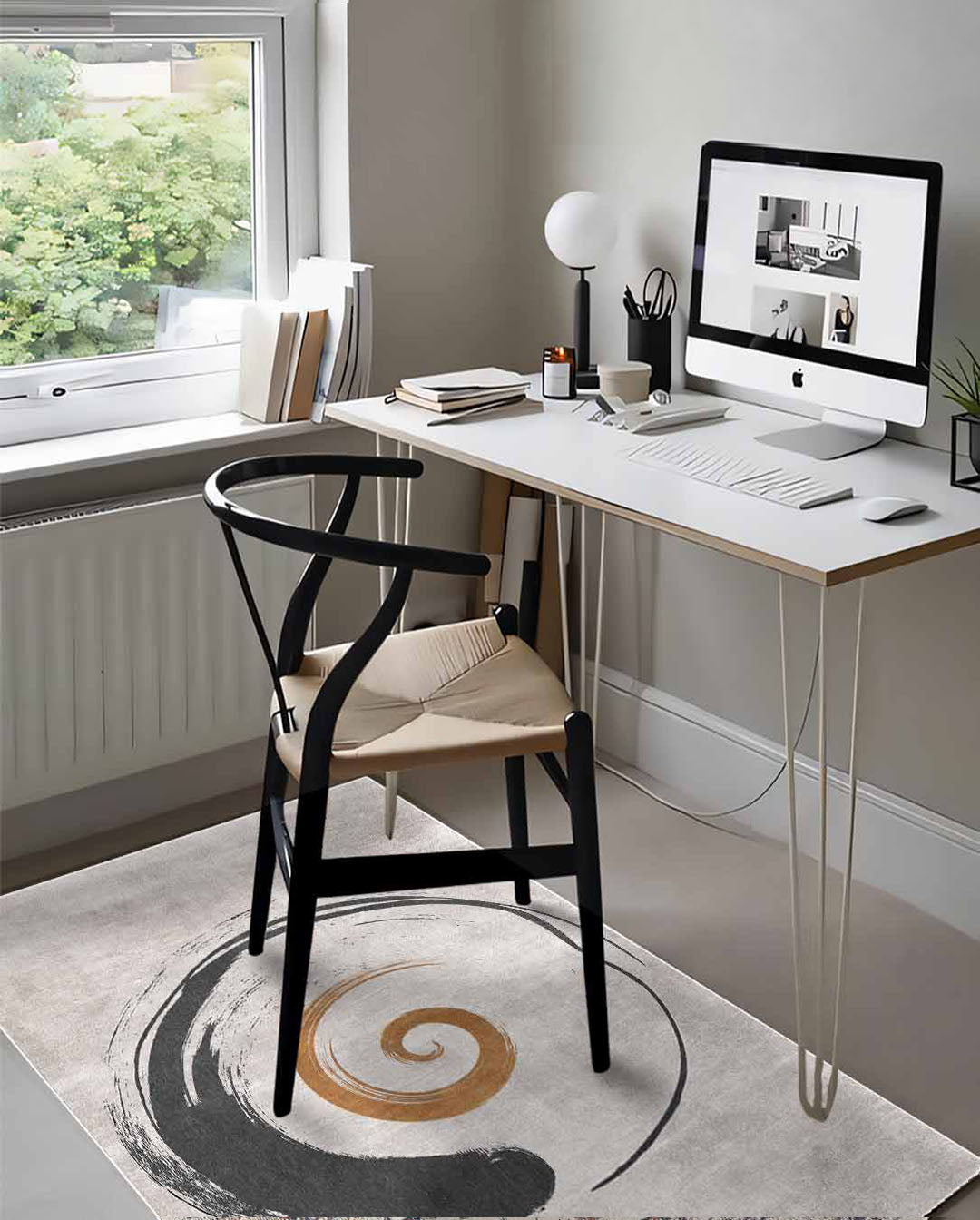 Funky modern beige circle pattern soft carpet