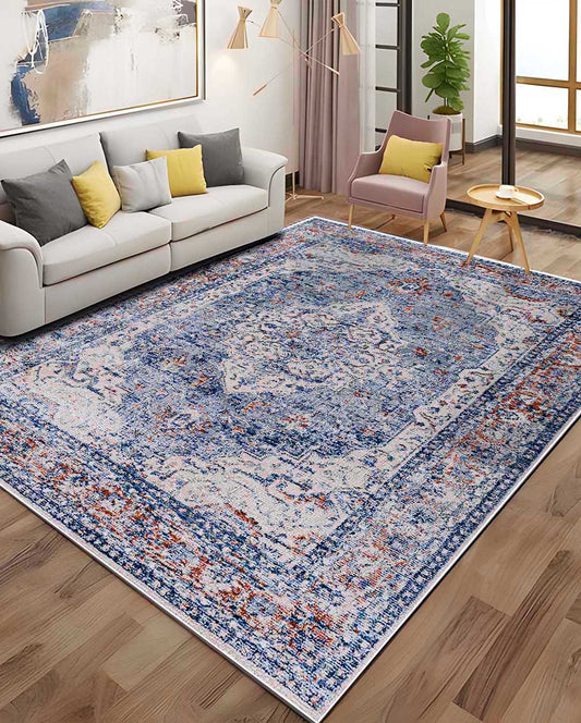 Laila vintage colorful blue and shinny carpet