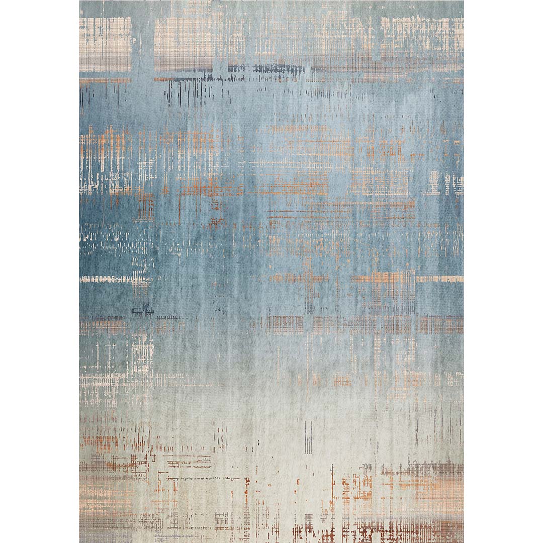 Copper Thread – Modern Blue & Gold Abstract Rug