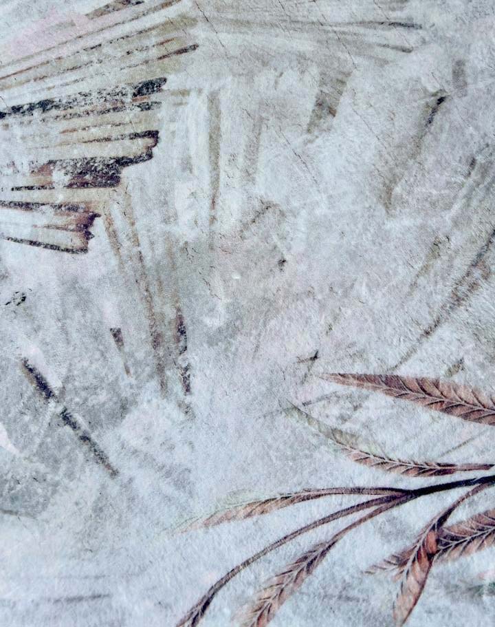 Modern Tropical Leaf Rug – Beige & Pastel Tones