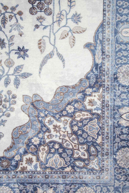 Blue Elegance – Classic Floral Pattern Rug