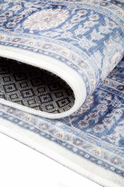 Blue Elegance – Classic Floral Pattern Rug