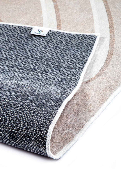 Minimalist Sand-Tone Rug – Embossed Modern Design
