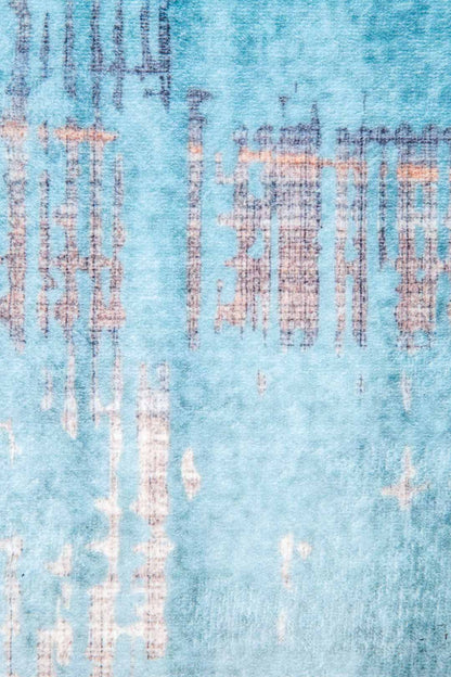 Copper Thread – Modern Blue & Gold Abstract Rug