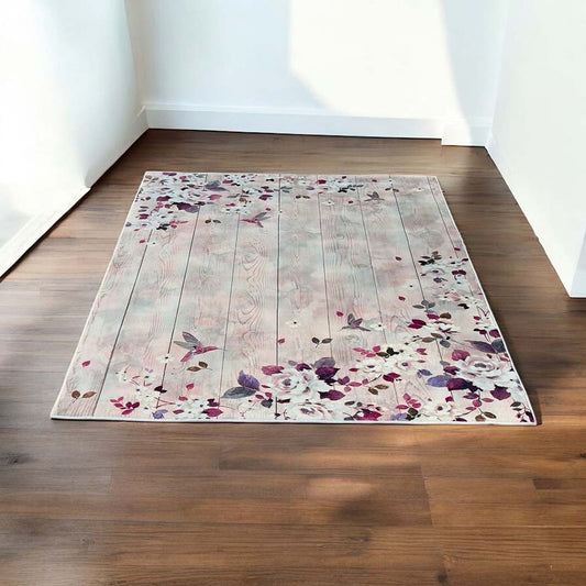 Spring Silence – Floral Hummingbird Rug