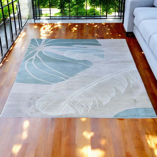 Featherlight – Pastel Leaf Pattern Modern Rug