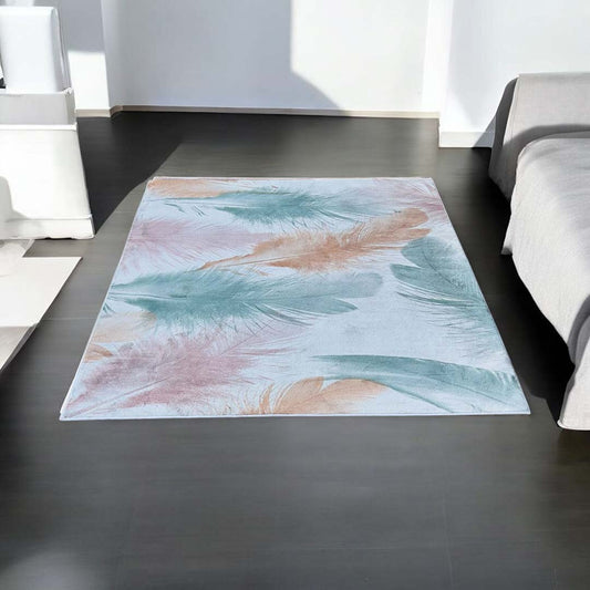 Ultra-Soft Feather Pattern Rug – In Pastel Shades