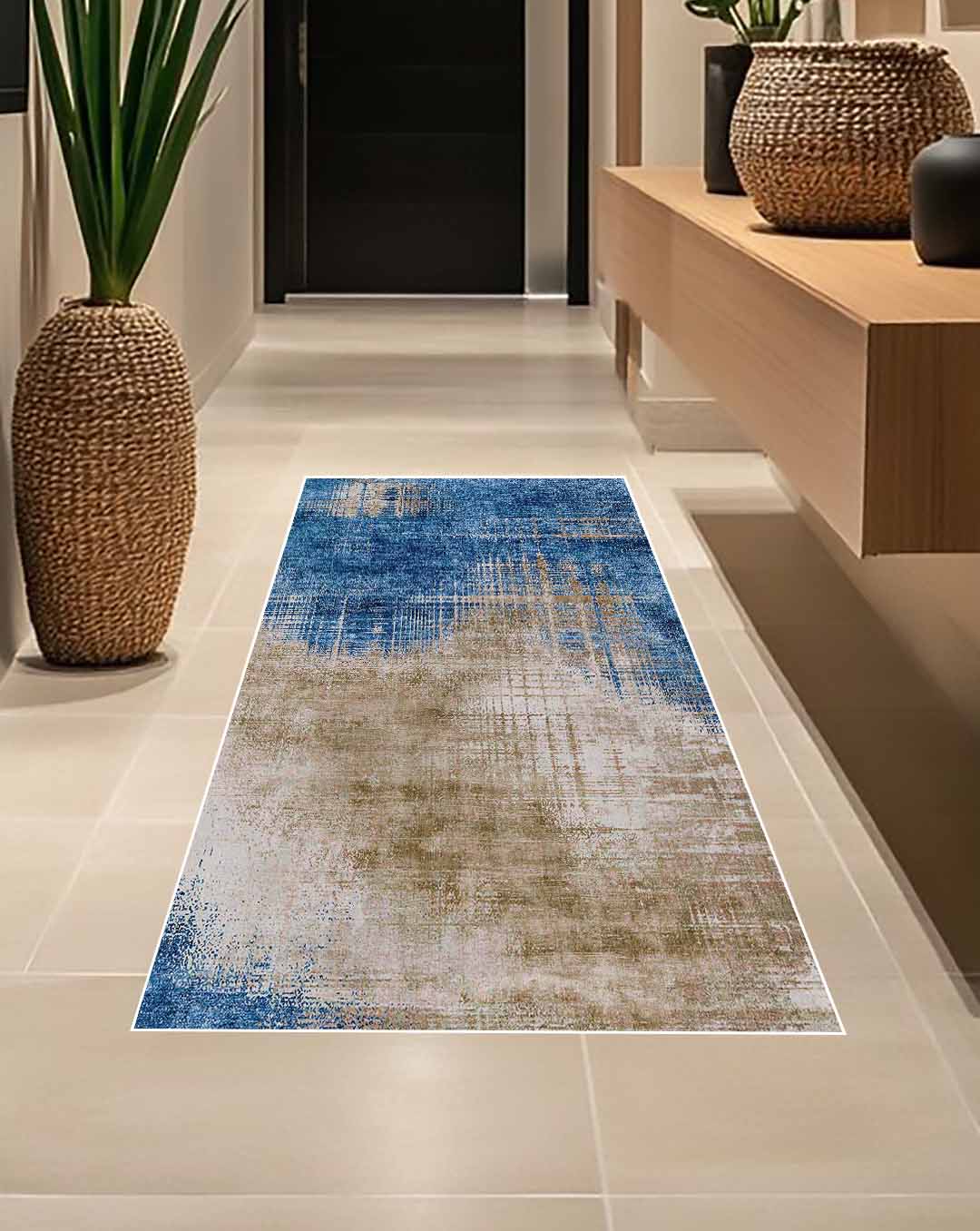 Rana fantastic blue and beige modern soft carpet