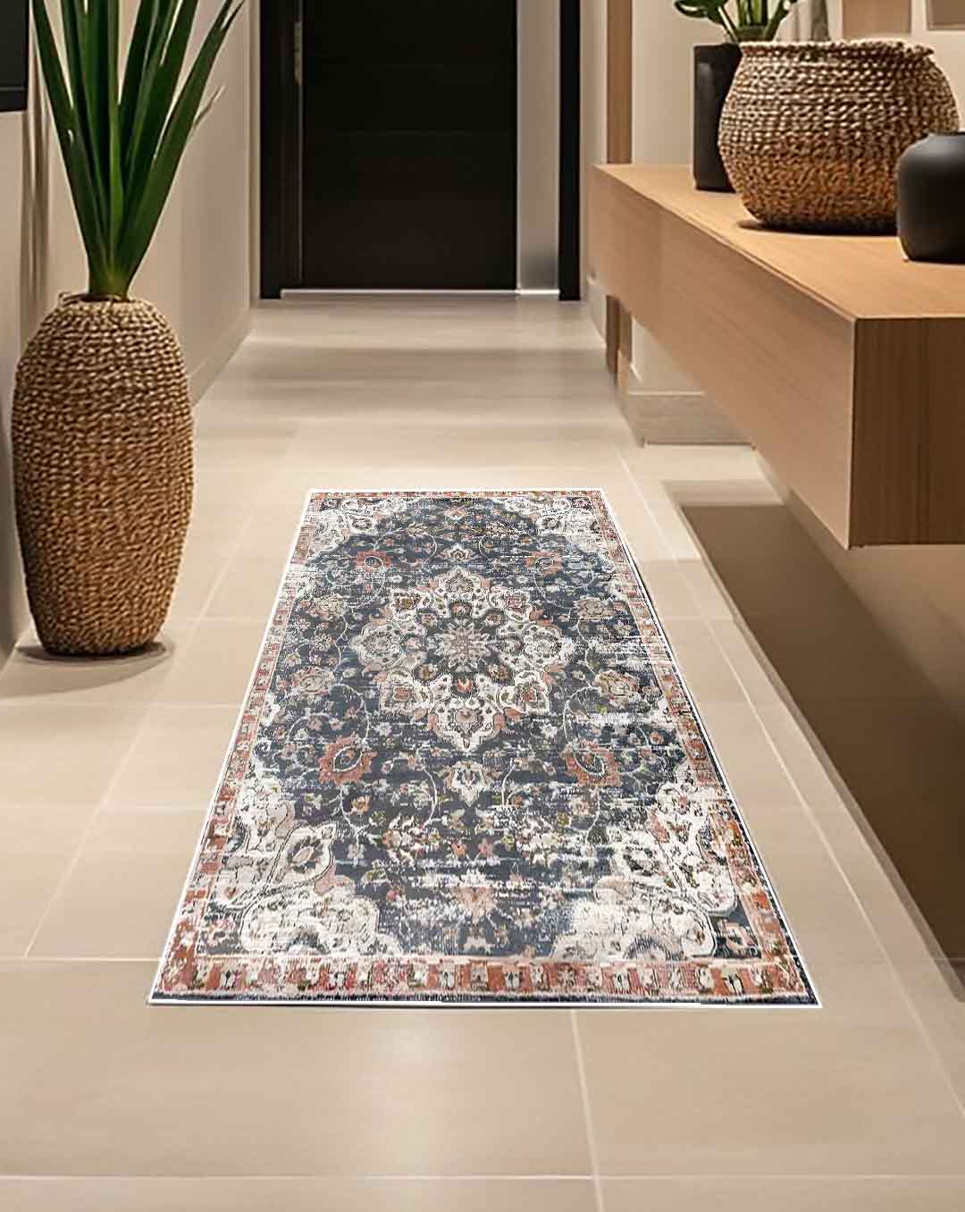Malika floral colorful soft and shinny carpet