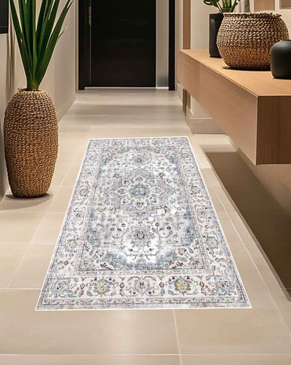 Sama vintage beige floral soft and shinny carpet