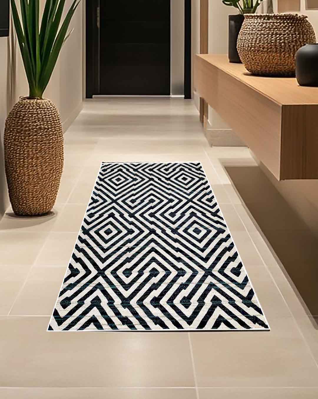 Shaza modern beige and dark lines soft carpet