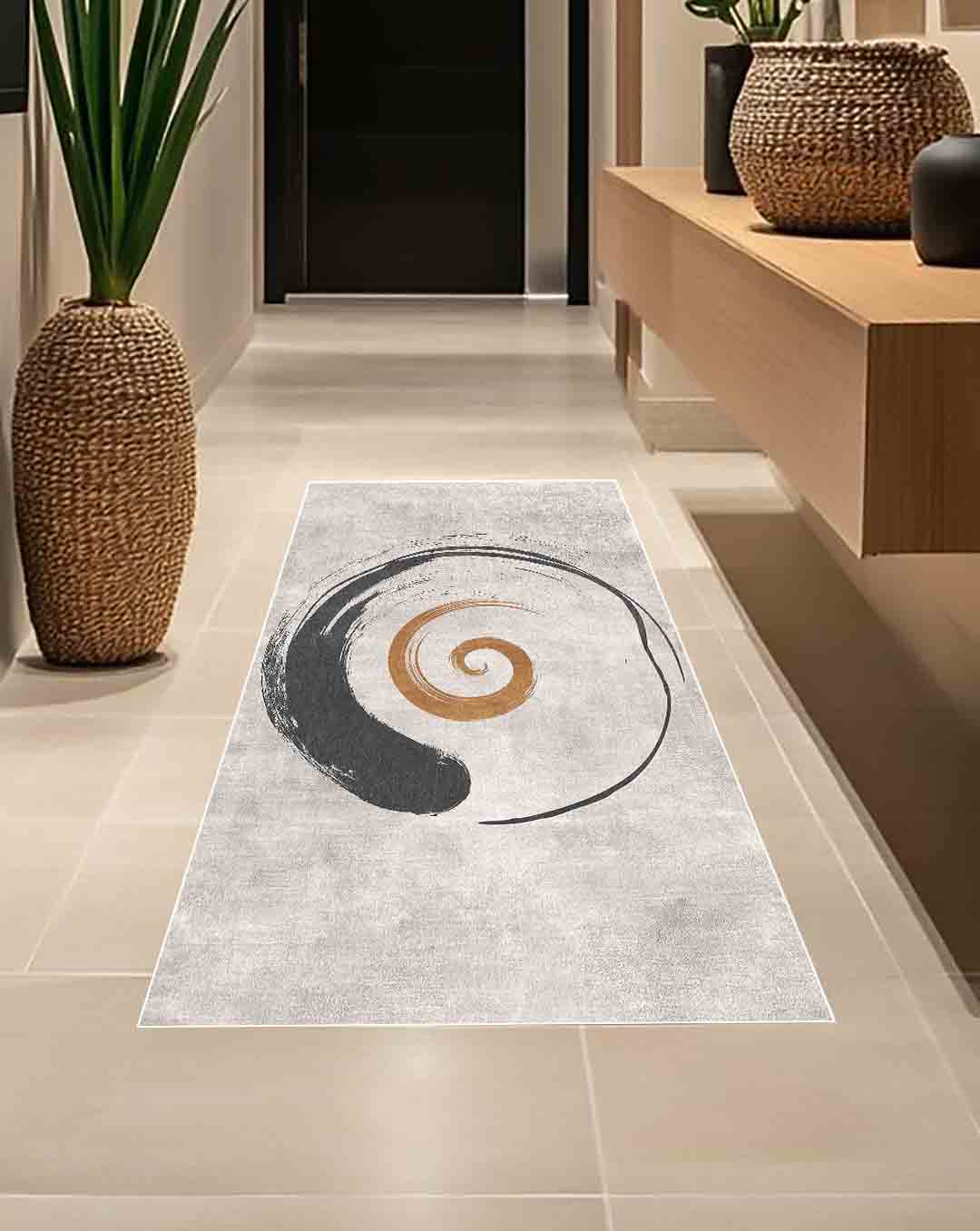 Funky modern beige circle pattern soft carpet