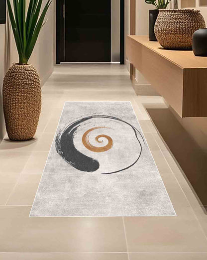 Funky modern beige circle pattern soft carpet