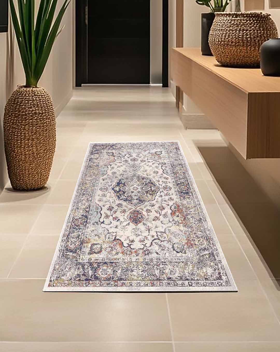 Fayza classic colorful floral soft and shinny carpet